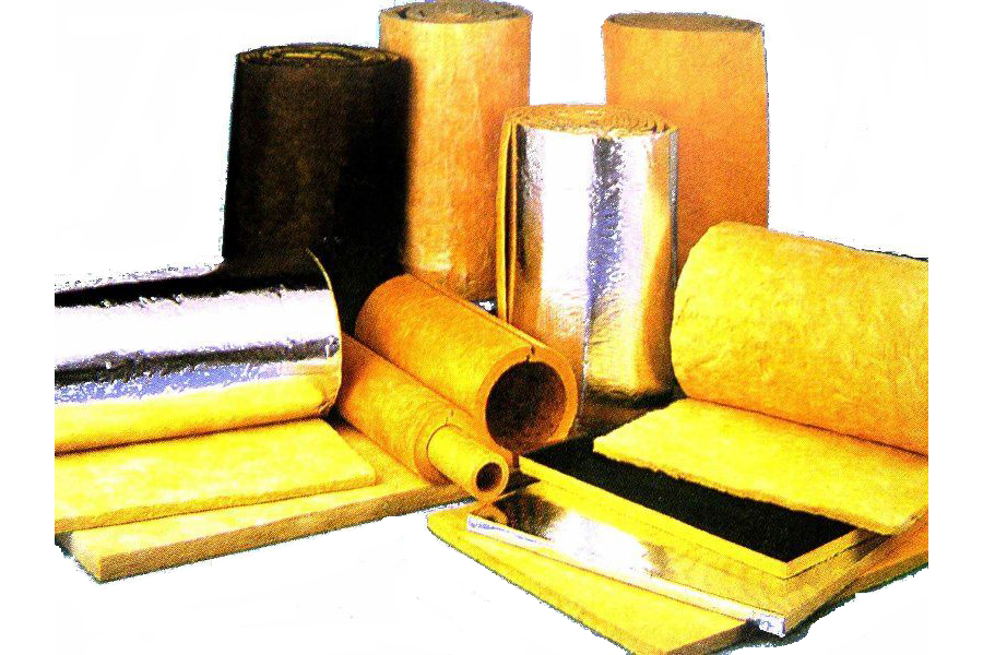 An insulating material made from fibres of glass arranged using a binder into a texture similar to wool. The process traps many small pockets of air between the glass, and these small air pockets result in high thermal insulation properties.