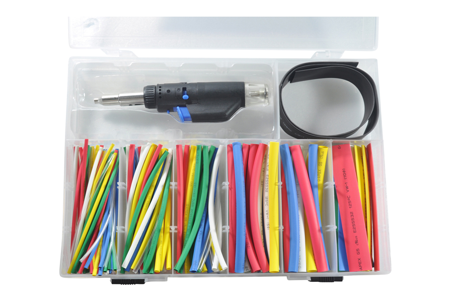 A shrinkable plastic tube used to insulate wires, providing abrasion resistance and environmental protection for stranded and solid wire conductors, connections, joints and terminals in electrical work. 