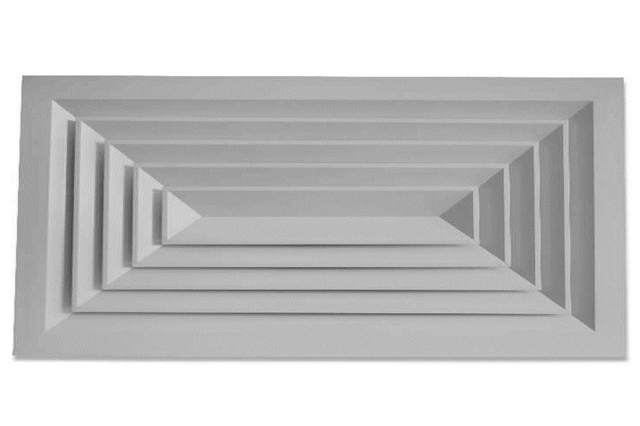 Design to help provide high-volume air diffusion. They feature directional diffusers on 4 sides, to provide 360° horizontal air flow control even at low volumes, making them a good choice for VAV applications. They are ideal for use in T-bar, Lay-in or Surface - mount applications.
